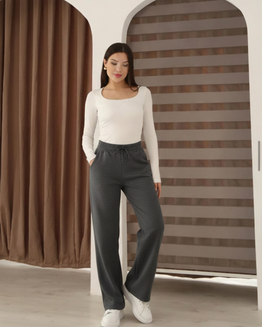 Gri Modal Kumaş Palazzo Pantolon