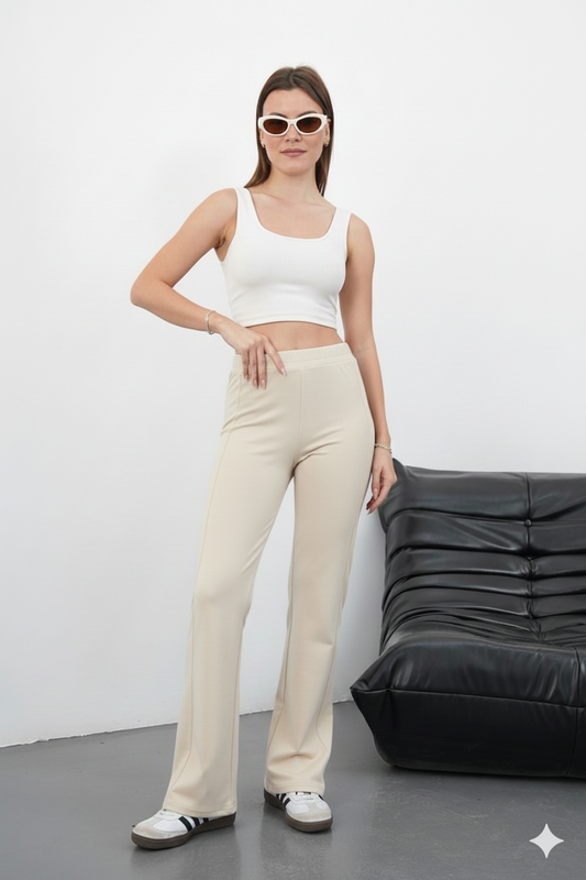 Ekru Modal Kumaş Palazzo Pantolon