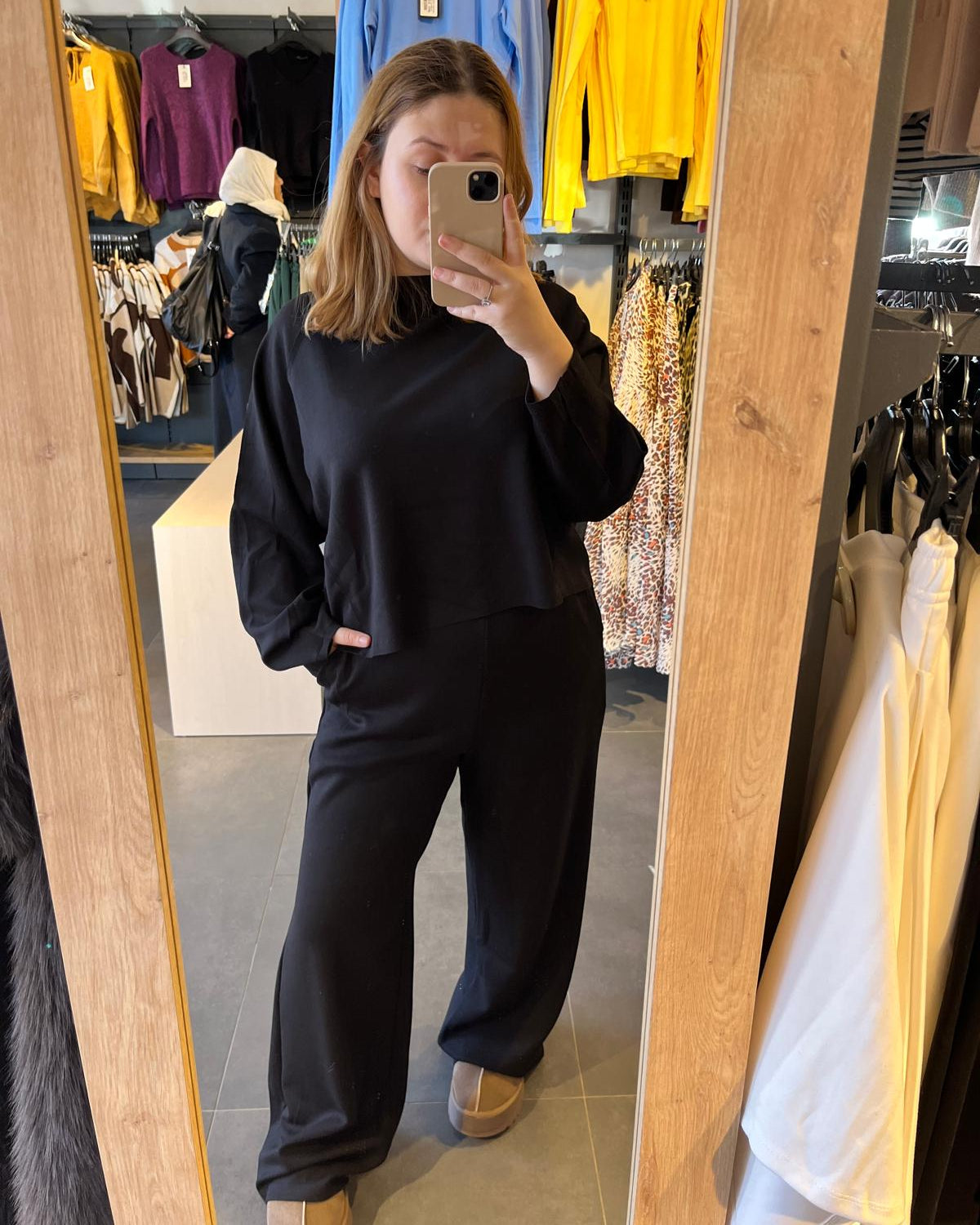 Siyah Yarasa Kol Modal Kumaş İkili Takım