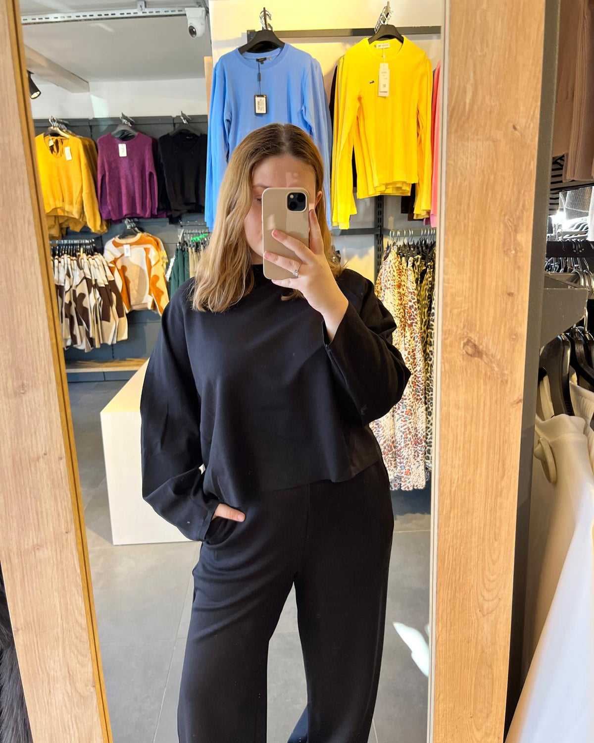 Siyah Yarasa Kol Modal Kumaş İkili Takım