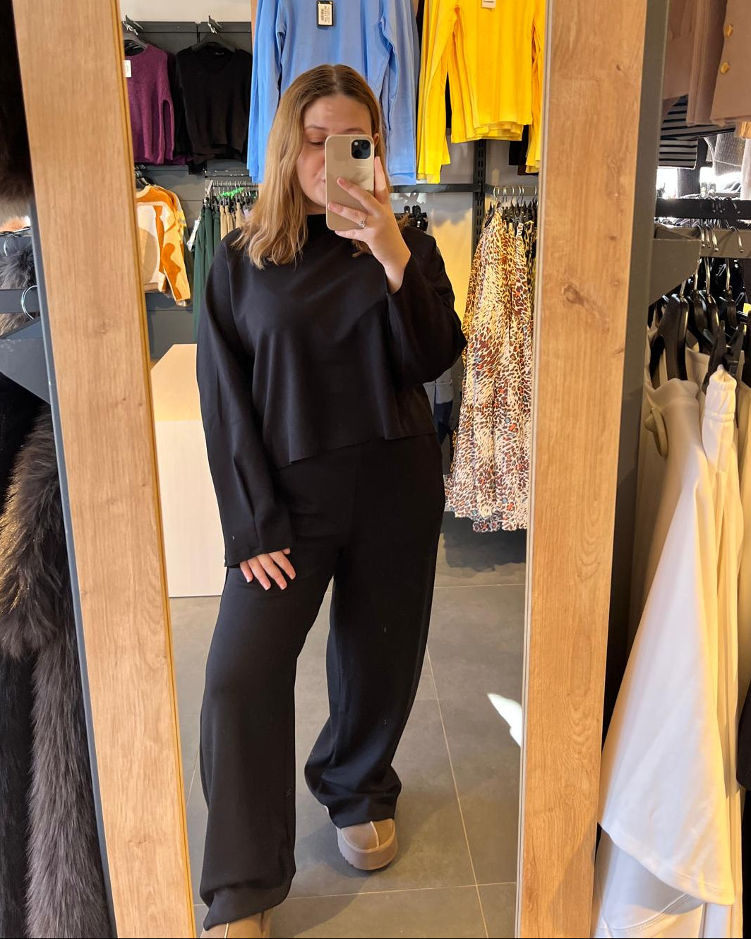 Siyah Yarasa Kol Modal Kumaş İkili Takım