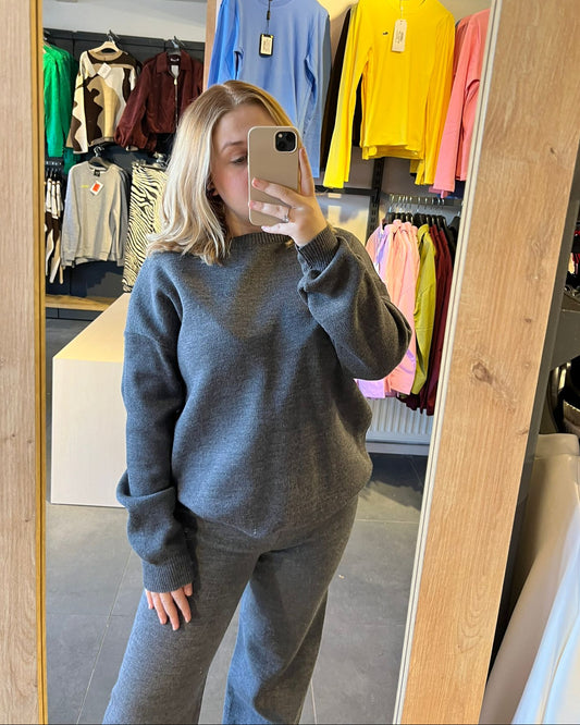 Gri Renk Selanik Kumaş Kadın İkili Takım