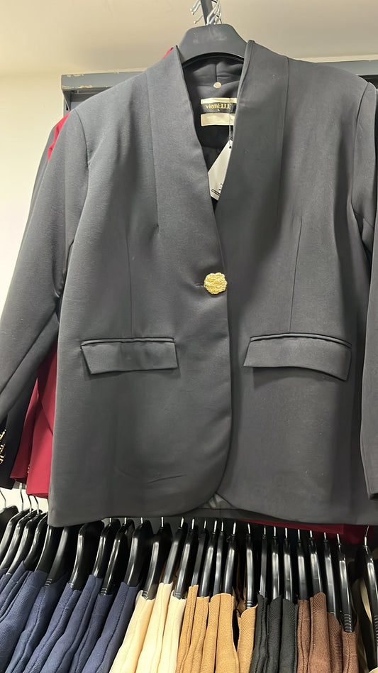 Düğme Detaylı Siyah Blazer Ceket